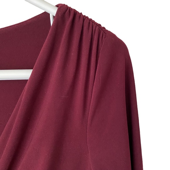 Lauren Ralph Lauren size 8 burgundy long sleeves rouching wrap dress EUC - Picture 4 of 12
